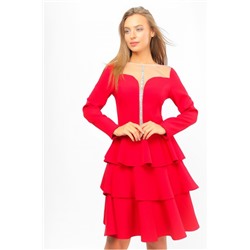Платье с воланами Красное