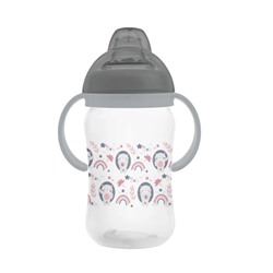 Бутылочка поильник "Hedgehog"с силиконовым носиком и ручками, grey (270 ml)