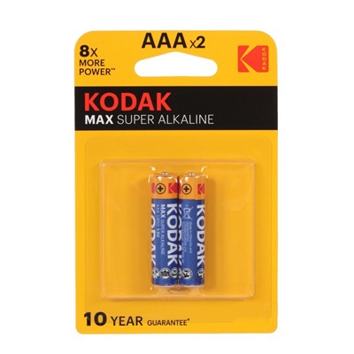 Батарейка алкалиновая Kodak Max, AAA, LR03-2BL, 1.5В, блистер, 2 шт.
