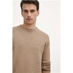 Sweter męski z fakturą kolor beżowy