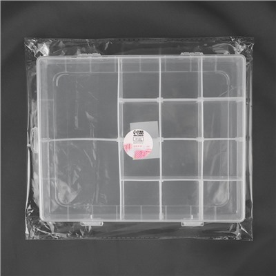 Органайзер для рукоделия, со съёмными ячейками, 14 отделений, 21 × 17 × 4 см, цвет прозрачный