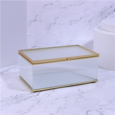 Органайзер для хранения «RIPPLES», с крышкой, стеклянный, с зеркальным дном, с крышкой, 1 секция, 17 × 10,5 × 7 см, цвет прозрачный/медный