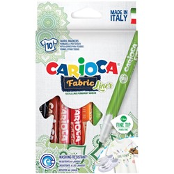 Набор фломастеров для ткани Carioca "Fabric Liner" 10цв., картон. уп., европодвес