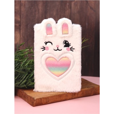 Блокнот плюшевый "Rainbow bunny", white