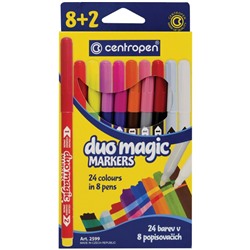 Фломастеры меняющие цвет Centropen "Duo Magic", 08цв.+2, 10шт., 24цв., картон, европодвес