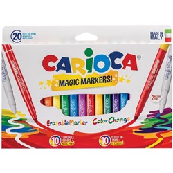 Фломастеры меняющие цвет/стираемые Carioca "Magic Markers", 18цв.+2, 20шт., картон, европодвес