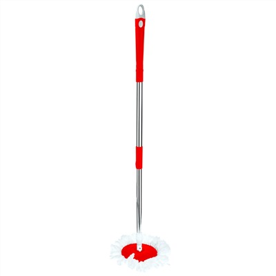 Набор для пола "Торнадо" ведро пластмассовое, рабочий объем 6л, 45х25,5х21см, без педали, с центрифугой из пластика, на колесиках; раздвижная рукоятка нерж. 72-101см д2,4см; насадка микрофибра д15,5см - 2 штуки; цвет красный, в цветной коробке (Китай