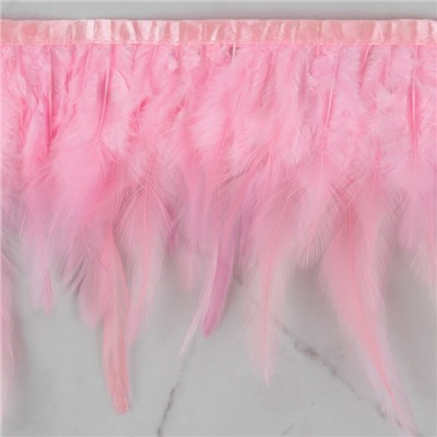 Тесьма с перьями петуха, 10-15 см, 5 ± 0,5 м, цвет розовый