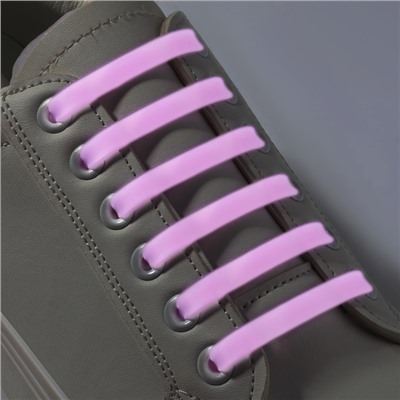 Набор шнурков для обуви, 6 шт, силиконовые, плоские, светящиеся в темноте, 13 мм, 9 см, цвет сиреневый