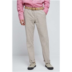 Spodnie lniane męskie gładkie kolor beżowy