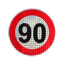 Наклейка на авто, светоотражающая "90 км/ч", d 14 см