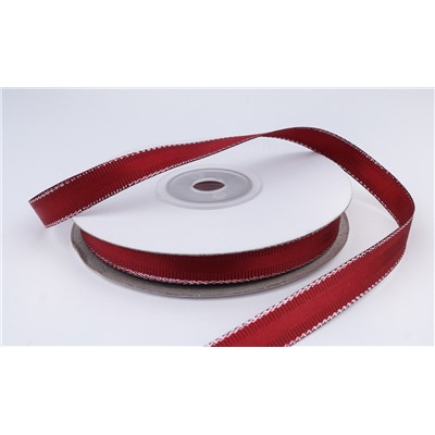 Декоративная лента с люрексом (бордовый, серебро), 10мм * 20 ярдов (+-1)