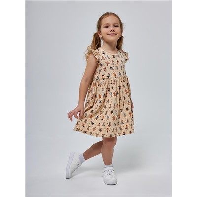 Платье детское, набивное полотно, цвет молочный  GDR 047-005 (Молочный)