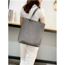 Кожаная сумка шоппер, цвет серый