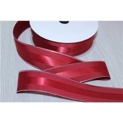 Декоративная лента с люрексом (бордовый, серебро), 25мм * 10 ярдов(+-1)