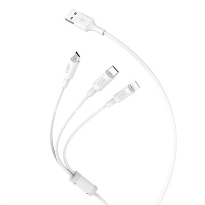 USB кабель 3в1 для iPhone 5/6/6Plus/7/7Plus/micro USB/Type-C 1.0м HOCO X25 (белый)