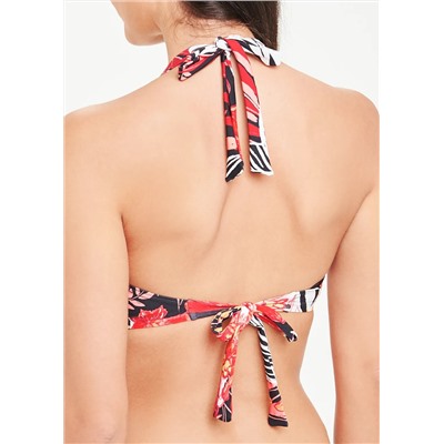 Soon Floral Palm Halterneck Bikini Top
