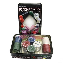Набор для игры в покер на 100 фишек в металлическом кейсе