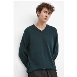 Sweter bawełniany męski gładki kolor zielony
