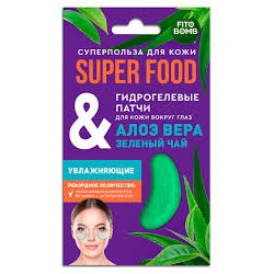 Патчи гидрогелевые д/кожи вокруг глаз Алоэ вера & зеленый чайсерии SUPER FOOD, 7г 8170