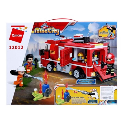 Конструктор Огнеборцы «Пожарная машина», стреляет водой, 3 минифигуры и 370 деталей