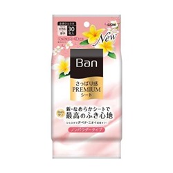 Дезодорант для всего тела в форме салфеток без пудры (аромат Волшебные цветы) Ban Premium, Lion 30 шт.