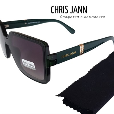 Очки солнцезащитные CHRIS JANN с салфеткой, женские, зелёные дужки, 31930А-CJ0709, арт.219.106