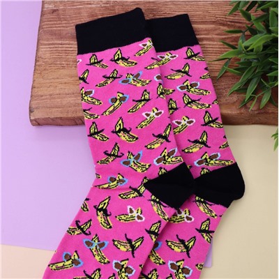 Носки «Funny bananas», pink, мужские/женские евро размер 35-45