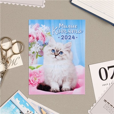 Календарь отрывной на магните "Милые котята" 2024 год, 9,4х13 см