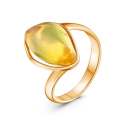 Кольцо из золочёного серебра с натуральным прессованным янтарём 2100181204