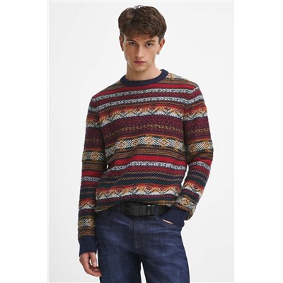 Sweter wełniany wzorzysty kolor multicolor