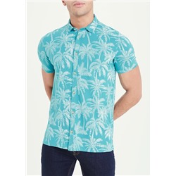 Short Sleeve Palm Print Jersey Shirt