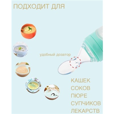 Бутылочка с силиконовой ложкой-дозатором для прикорма Happy Baby