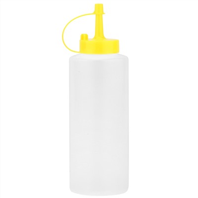 Бутылка для масла и соуса пластмассовая 380мл, д6см h19см, цветная пластмассовая крышка с колпачком в ассортименте: белый, желтый, салатовый, красный, бирюзовый (Китай)