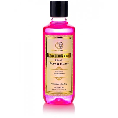 Khadi Rose & Honey Herbal Body Wash Deep Cleanser 210ml / Гель для Душа Глубокое Очищение с Розой и Мёдом 210мл