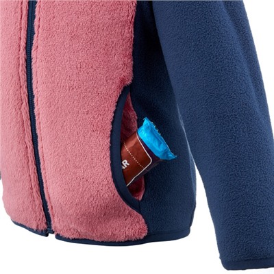 Куртка флисовая для катания на лыжах/санках для детей розово-синяя midwarm LUGIK
