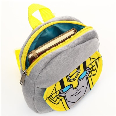 Рюкзак плюшевый на молнии, с карманом, 19 х 22 см "Бамблби", Трансформеры