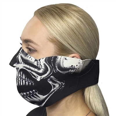 Защитная неопреновая маска Wild Wear Black Bone - Полулицевая защитная маска из неопрена позволяет получить достаточную защиту от вирусов, пыли, ветра, влаги. Кроме того, маска многоразовая, удобная в эксплуатации, обладает брутальным дизайном №58
