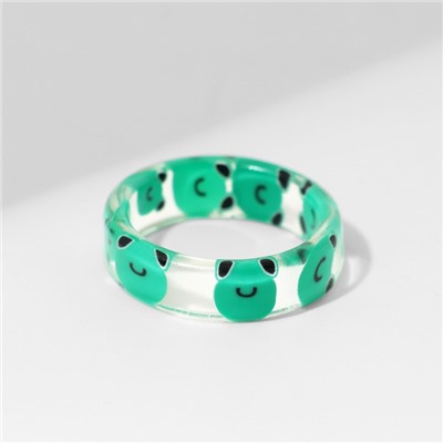 Кольцо «Прозрачное» лягушки, цвет зелёный, 17 размер