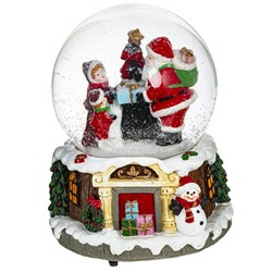 Фигурка декор в стеклянном шаре с музыкой и эффектом вьюги "Новый год", D10 см, L11 W11 H14 см