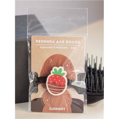 Резинка для волос ECO из дерева STRAWBERRY IN CHOCOLATE