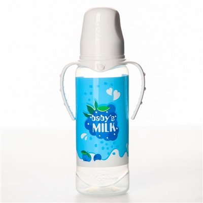 Бутылочка для кормления «Молочный коктейль», классическое горло, 250 мл., от 0 мес., цилиндр, с ручками