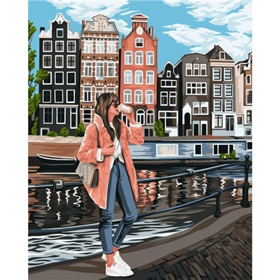 Картина по номерам на холсте с подрамником «Девушка в Амстердаме», 40 х 50 см