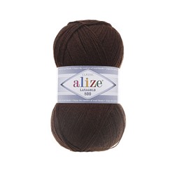 Пряжа для вязания Ализе LanaGold 800 (49% шерсть, 51% акрил) 5х100г/800м цв.026 коричневый упак (1 упак)