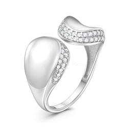 Кольцо женское разъёмное из серебра с фианитами родированное