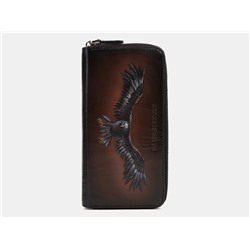 Кожаное портмоне с росписью из натуральной кожи «PR0015 Black Гордый орёл»