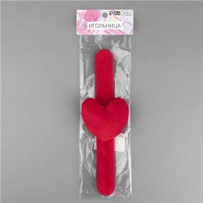 Игольница на браслете «Сердце», 23 × 6 см, цвет красный