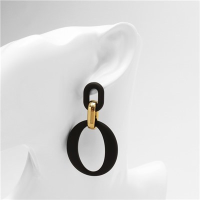 Серьги металл «Цепь» кольцо и овал, 3 звена, цвет золотисто-чёрный