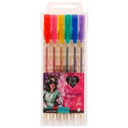 Ручки гелевые с блёстками, 6 цветов TIK TOK GIRL в кор.6*24шт