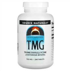 Source Naturals, TMG, триметилглицин, 750 мг, 240 таблеток